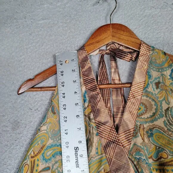 Lane Bryant Top Womens 20 Brown Paisley Halter Neck Blouse Y2K Retro Boho NWT - Picture 4 of 12